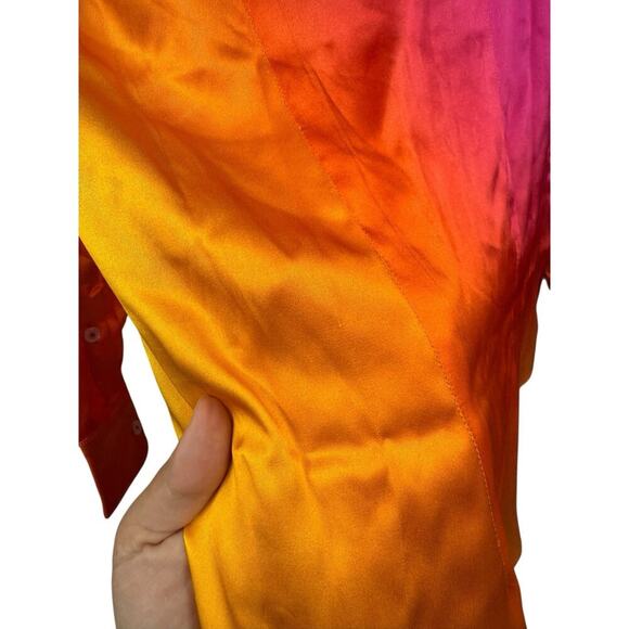 BRUCE GLENN PRISM SUNRISE SILK BUTTON UP SHIRT WOMENS XS NEW - Picture 9 of 12